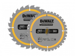 DeWALT Power Tools DT90270 Construction Circular Saw Blade 2 Pack 165 x 20mm x 24T/36T &pound;19.95